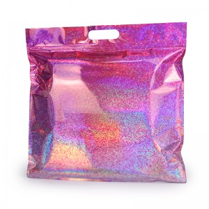 Holographic Laser Die Cut Handle Ziplock Bags