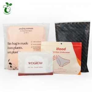 Çanta të personalizuara me niseshte misri të biodegradueshme për të brendshme me mbyllje zinxhir