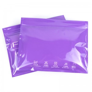 Custom nga Logo Resealable Purple Clothing Ziplock Bag