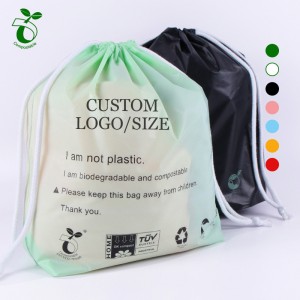 100% kompostitavad kohandatud logoga rõivaste nööriga kotid