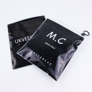 원형 비닐 봉투가 포함된 맞춤형 로고 검정색 서리로 덥은 CPE 지퍼 가방