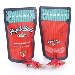 Mini bosses amb cremallera de plàstic reutilitzables estampades personalitzades amb segellat tèrmic Bosses de Mylar a prova d'olors de 3,5 g