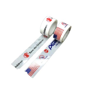 White tape with printed logo