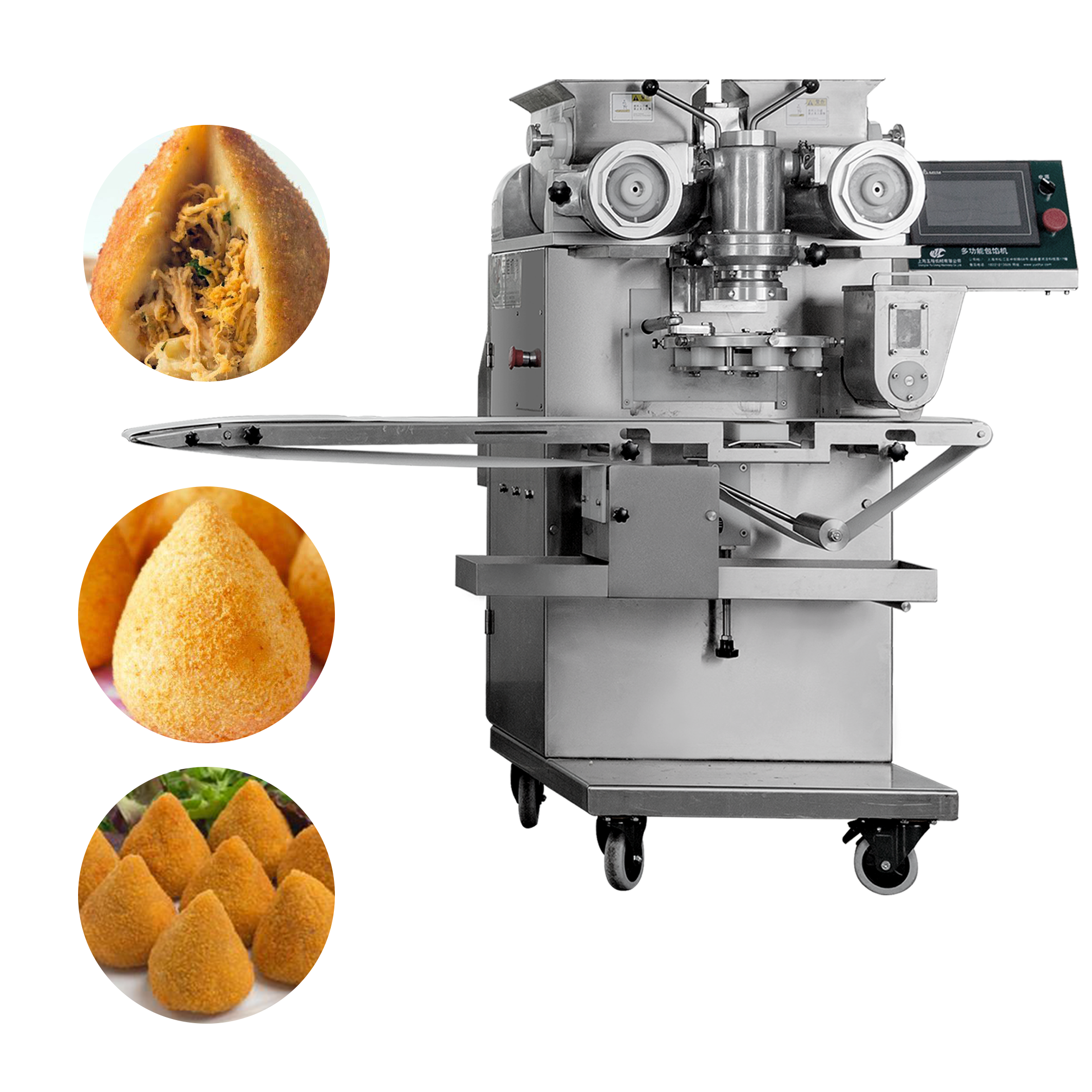 Professional China Machine For Making Coxinha - High Speed 304 Stainless Steel Material Automatic Frozen Coxinha Encrusting Forming Machine – Yucheng