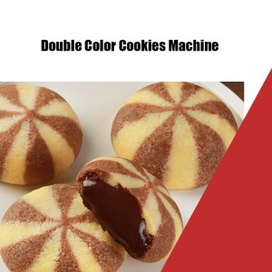 Máquina de biscoitos de cor dupla com recheio de chocolate com três funis