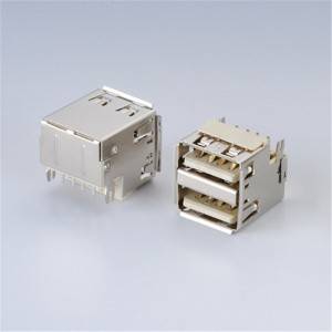USB 2.0 A-Type Female 90°DIP Sink and Double Layer