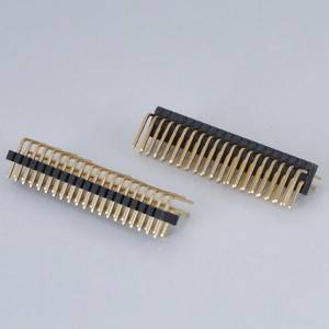 Pin Header Pitch:1.0mm(.039″) Dual Row Right Angle Type