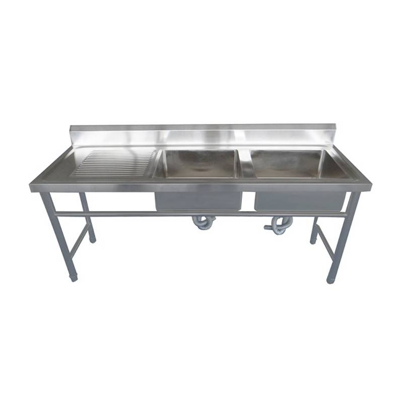 Best quality Stainless Steel Sink Bench Without Faucet – Double bowl with draining board 03 – Eric