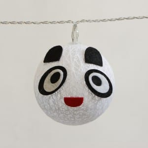 Natural Materials Panda Cotton Ball String Light Battery Operated