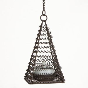 Flickering Candle Lights Outdoor with Metal Pyramid