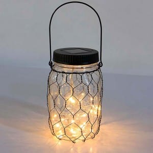 Solar Glass Mason Jar Lights with Wire Cover