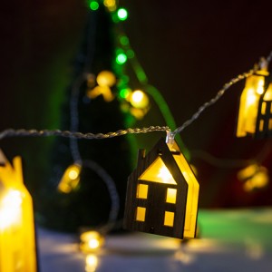 Christmas Decorative Lighting LED 3D Wooden House Christmas String Lights