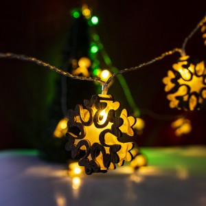 Christmas Decorative Lighting LED 3D Wooden Snowflake Christmas String Lights