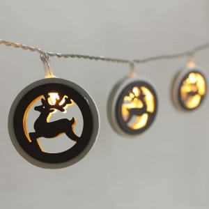 Natural Materials Round Wooden Elk Style LED String Light