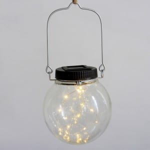 Glass Solar Lantern Fairy Lights Hanging Decor