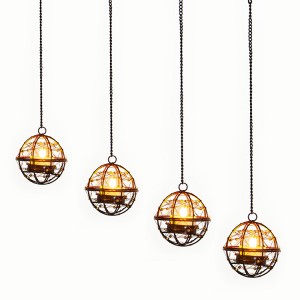 Wholesale Copper Ball Hanging Solar Tea Light Holders with LED Tea Lights for Outdoor | ZHONGXIN