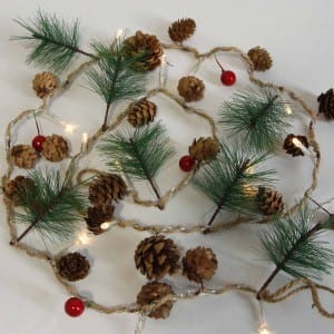 Natural Material Pine Cones Battery Operated LED String Light