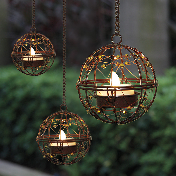 Fast delivery Solar Garden Candles - Wholesale Copper Ball Hanging Solar Tea Light Holders with LED Tea Lights for Outdoor | ZHONGXIN – Zhongxin