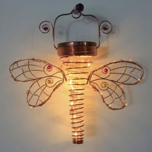 Dragonfly Wire Lantern Solar Operated Outdoor Decoration