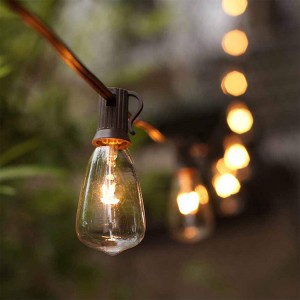 Solar Powered Outdoor LED String Lights with ST38 LED Bulbs | ZHONGXIN