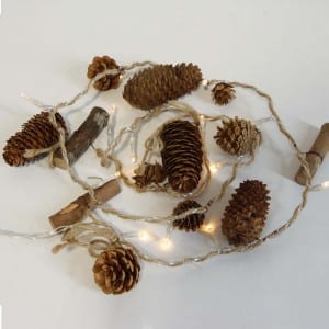 Natural Material Pine Cones Style 15 LED String Light Outdoor