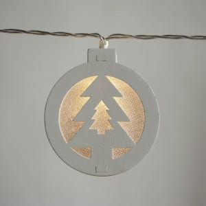 Natural Materials Round White Wooden Christmas Tree Pattern String Light