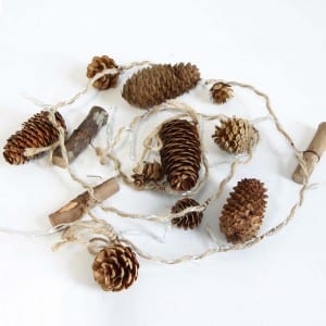 Natural Material Pine Cones Style 15 LED String Light Outdoor