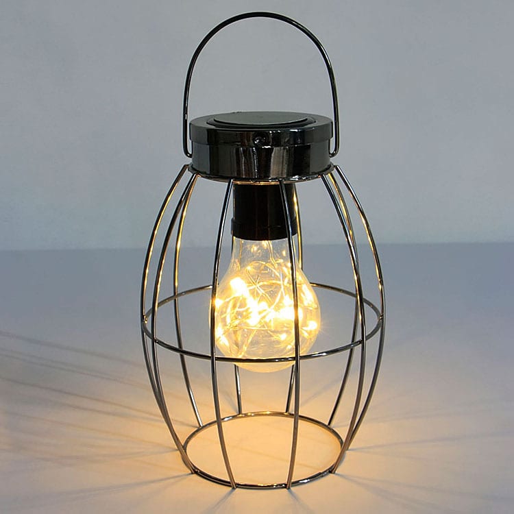 Metal Wire Frame Solar Lantern with Hanging Handle Featured Image