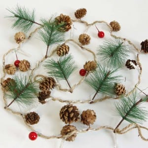 Natural Material Pine Cones Battery Operated LED String Light