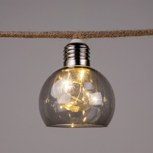 Solar Powered String Lights With Smoky Grey Bulbs Decorative Outdoor | ZHONGXIN