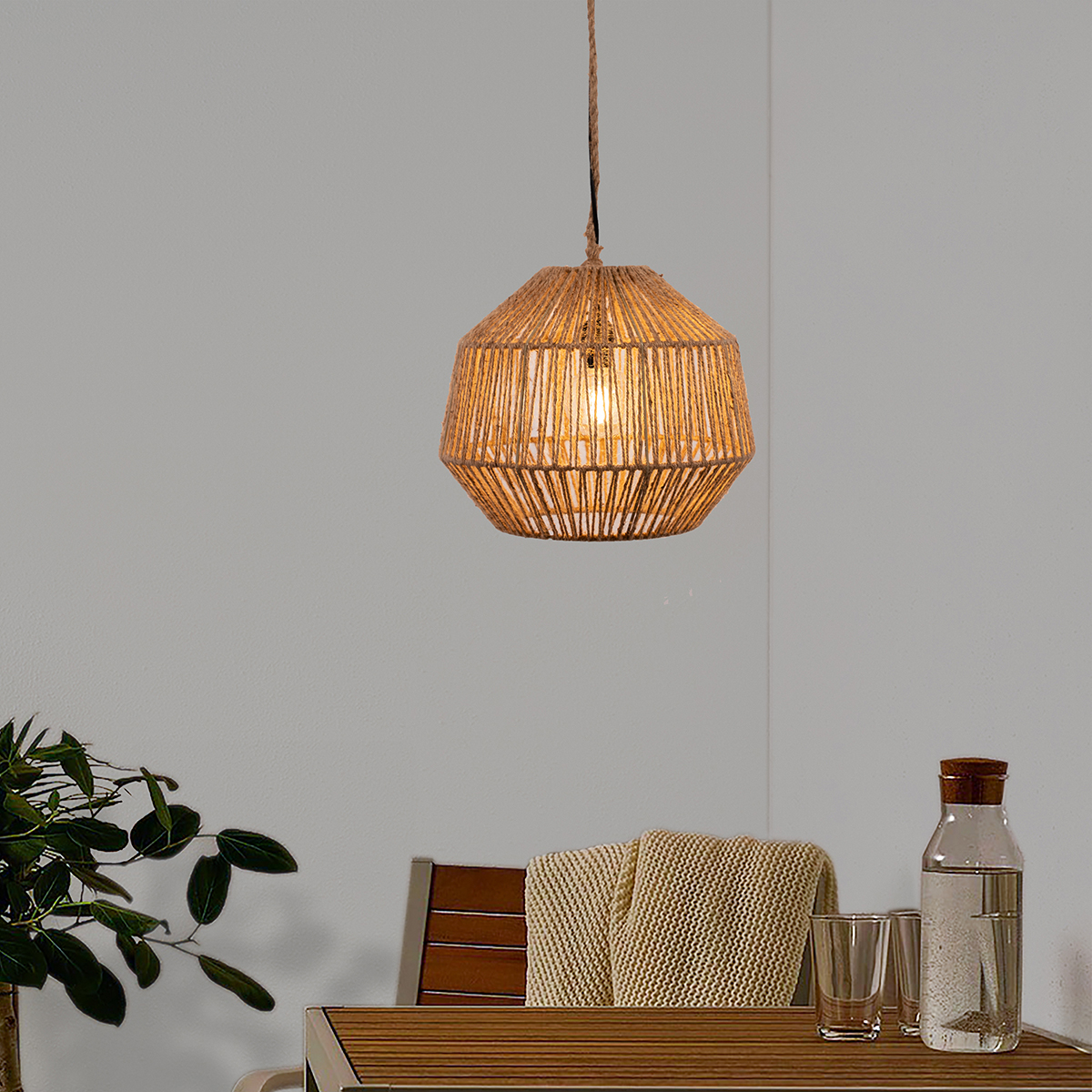 Unleash the Natural Elegance: Illuminate Your Space with a Hemp Rope Woven Lamp Pendant Light