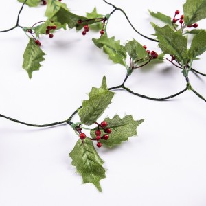 Wholesale Christmas Holly Leaf and Berry String Lights Battery Operated | ZHONGXIN