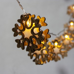 Christmas Decorative Lighting LED 3D Wooden Snowflake Christmas String Lights