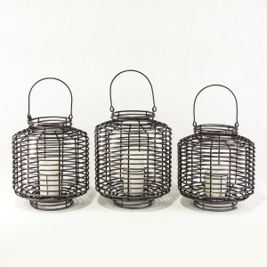Rattan Outdoor Solar Lantern Patio Decor with LED Candle