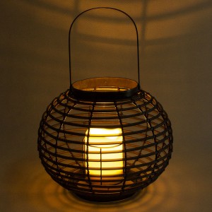 Rattan Solar Candle Lantern Hanging Decor for Garden