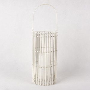 Solar Rattan Candle Lantern Outdoor with White Color Cover