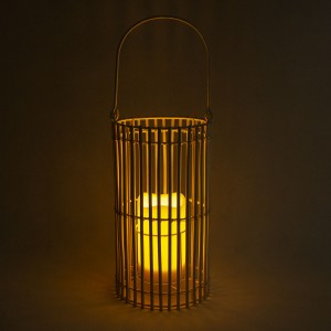 Solar Rattan Candle Lantern Outdoor with White Color Cover