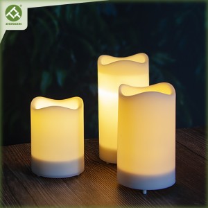 3PK Waterproof Pillar Solar Candles Lights Outdoor