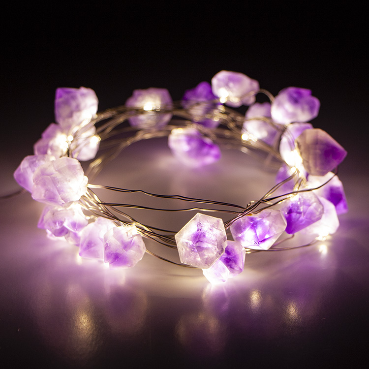 Retail Wholesale Nature Amethyst Crystal Fairy LED String Lights | ZHONGXIN Featured Image