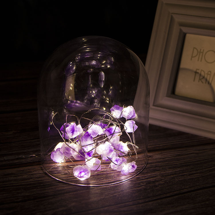 Retail Wholesale Nature Amethyst Crystal Fairy LED String Lights | ZHONGXIN Featured Image