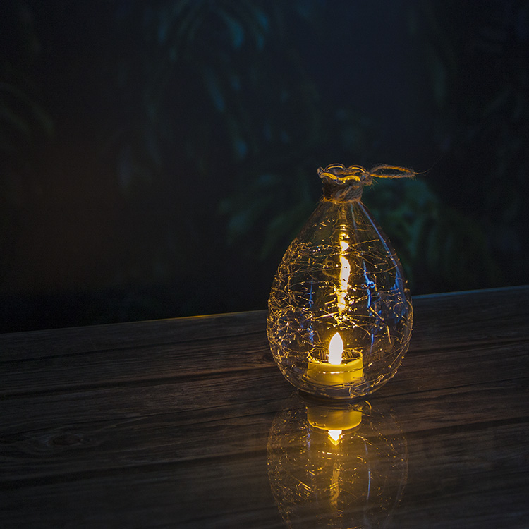 Crack Ball Garden Solar Lantern with Solar Tea Light
