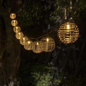 Wholesale and Supply Solar Powered Rattan Lantern String Lights | ZHONGXIN