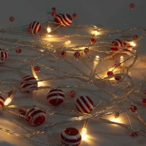 Red White Stripe Plastic Beads LED String Light