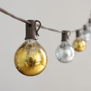 Outdoor Globe Lights String G50 with Foil Silver Bulbs