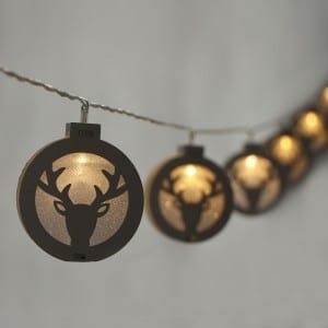 Natural Materials Round White Wooden Antlers Pattern String Light