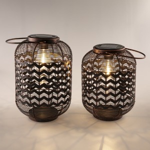 Wholesale Garden Solar Lantern Metal Wire Bronze Lantern Custom | ZHONGXIN