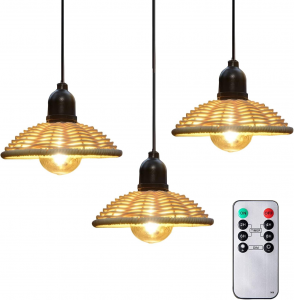 Battery Operated Pendant Light Remote Control Wicker Lamps Manufacture | ZHONGXIN
