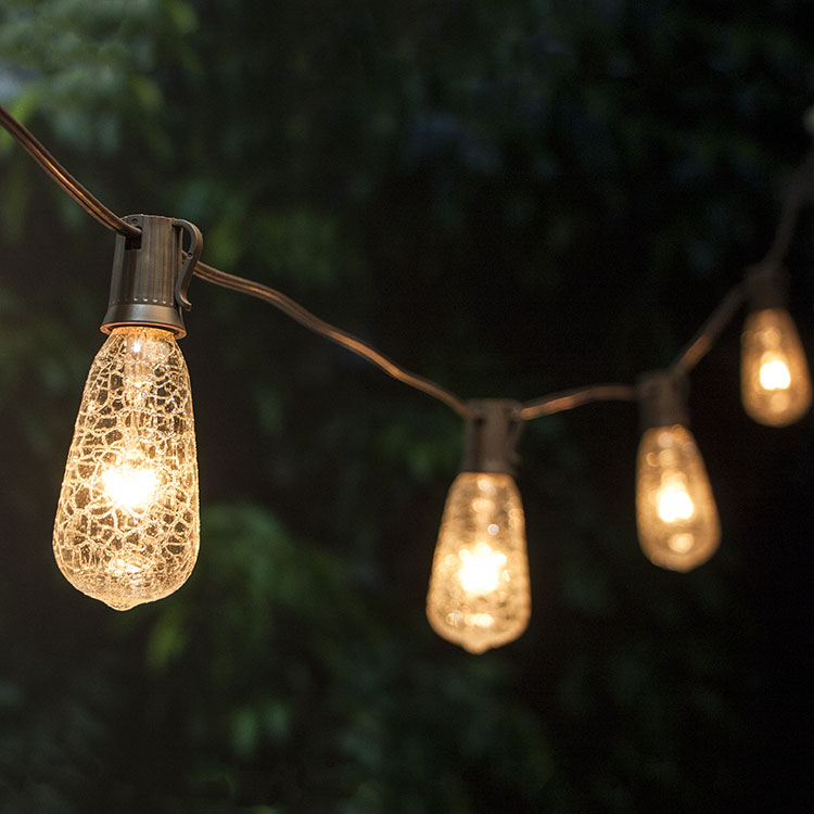 Cheap Outdoor String Lights Outdoor Decorative String Lights with Crackle Finish ST40 Bulbs | ZHONGXIN – Zhongxin