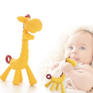 Didmeninė prekyba kūdikių dantukais su laikymo dėžute maistui tinkamas silikoninis kūdikių krūminių dantų fiksatorius žirafos kūdikiui krūminis strypas