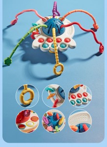 Baby Puzzle Fun Finger Pumping Toys Mahimong Pug-on Ug Mopaak sa Enlightenment Early Education Octopus Lala Dulaan